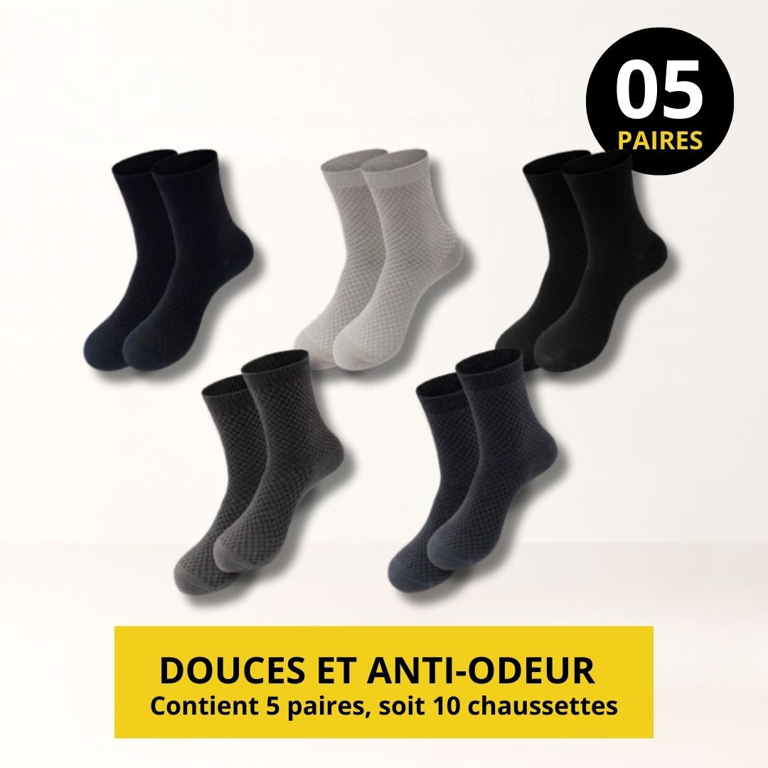 CHAUSSETTES ANTI-ODEUR & CONFORT - LOT DE 5
