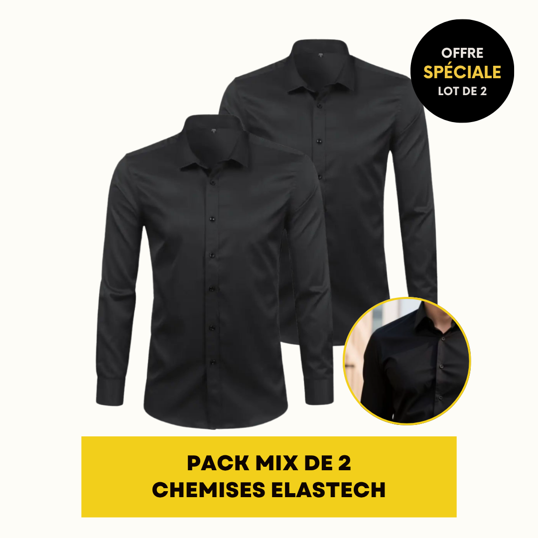 CHEMISE HABILLÉE ÉLASTIQUE | ELASTECH 2-PACK NOIR